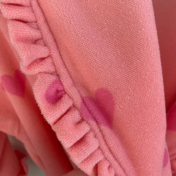 Betsey Johnson Robe hearts orange pink ruffle frills cute y2k bathrobe soft - Picture 4 of 6
